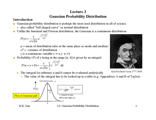 Lecture 3 Gaussian Probability Distribution