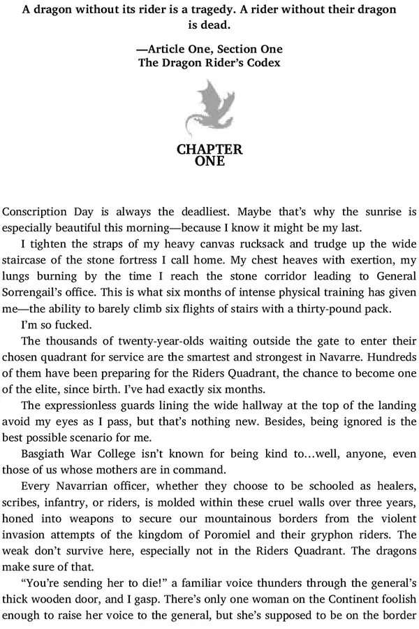 Fourth wing – Chapter no 1