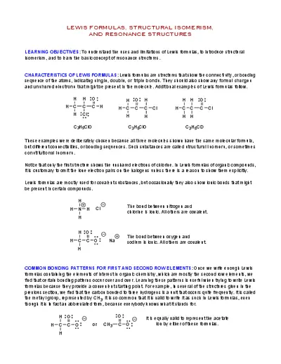 Lewis Formulas and Resonance Structures Study Guide PDF