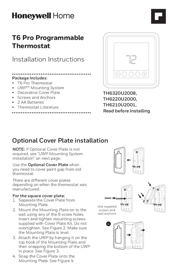 Honeywell Pro Series thermostats – T6 Pro Programmable Thermostat