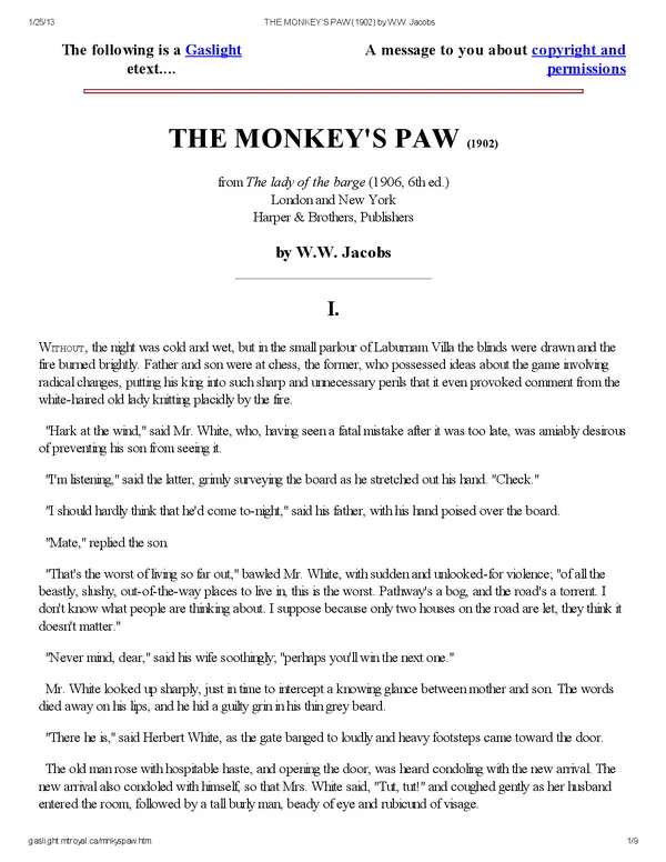 The Monkey's Paw