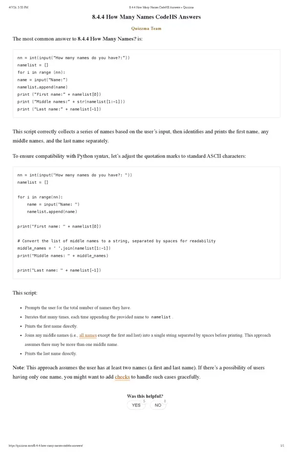 8.4.4 How Many Names CodeHS Answers