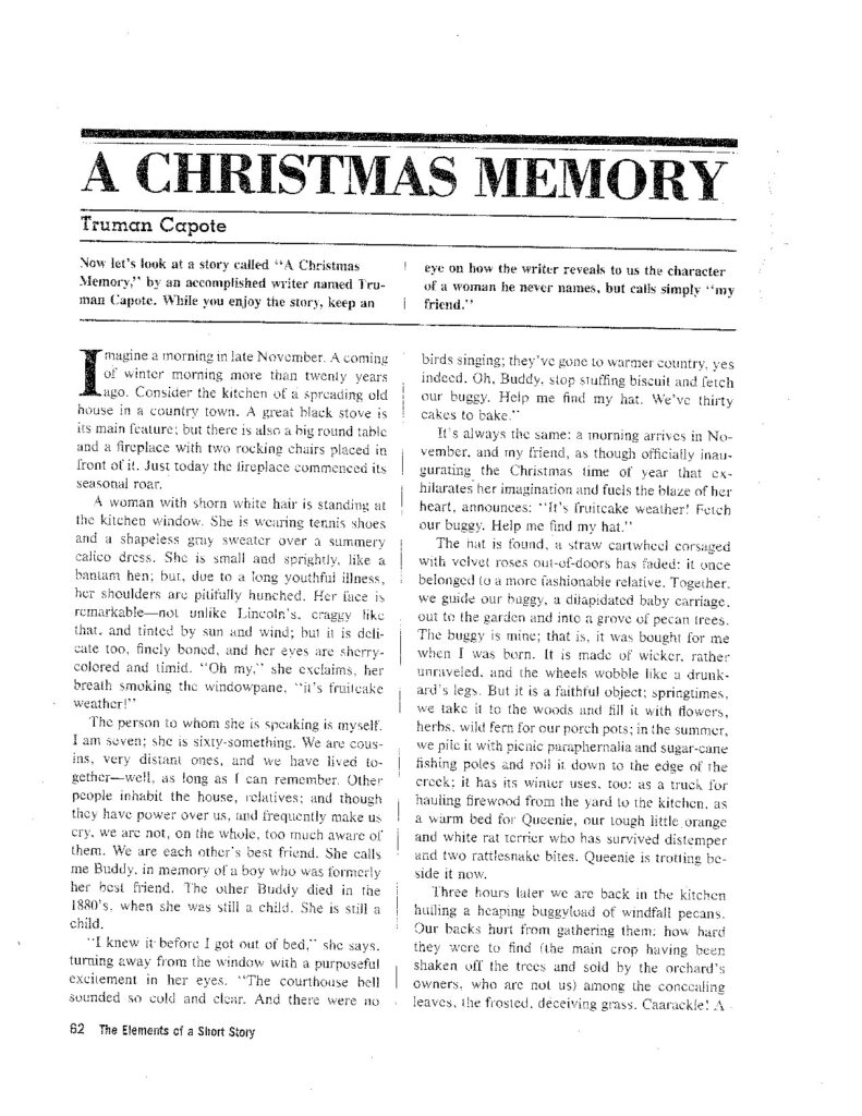 A Christmas Memory by Truman Capote