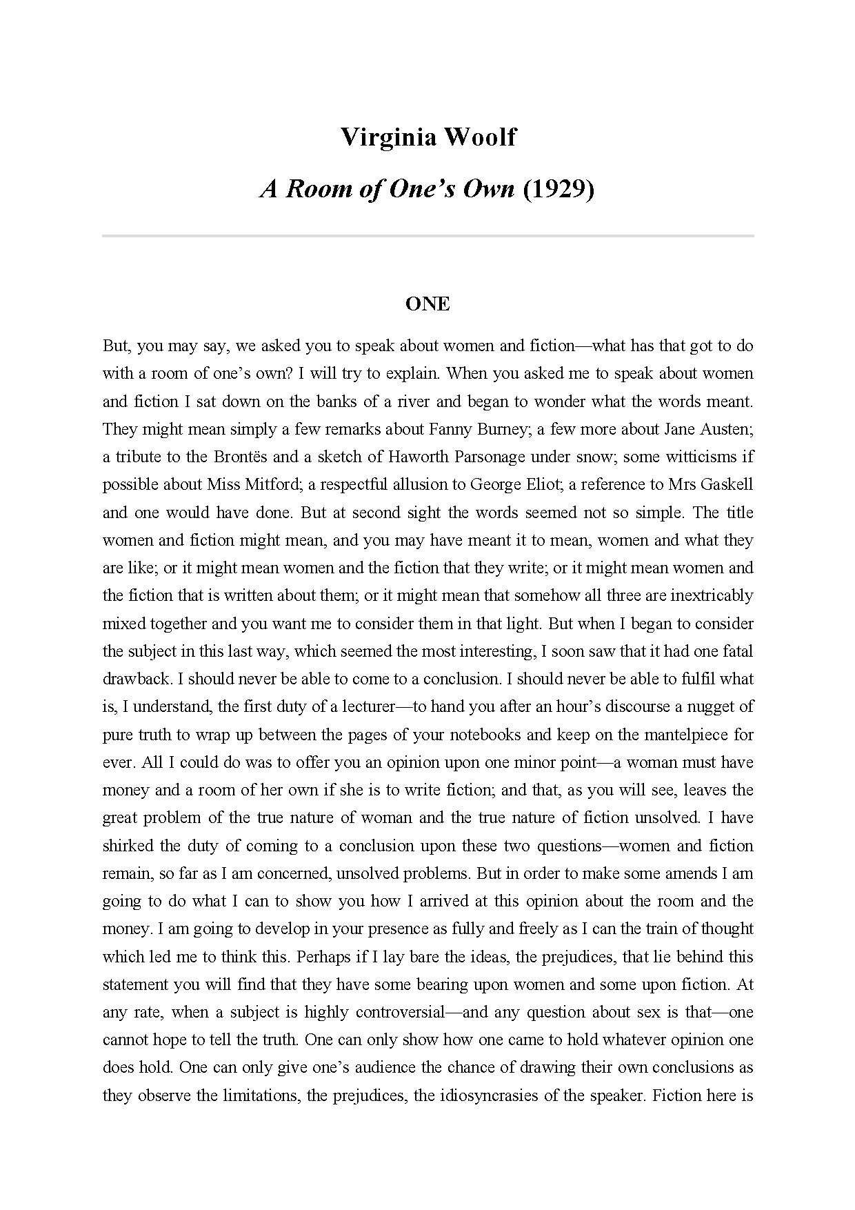 A Room of One’s Own Book by Virginia Woolf