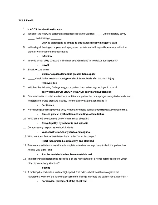 Tcar Exam
