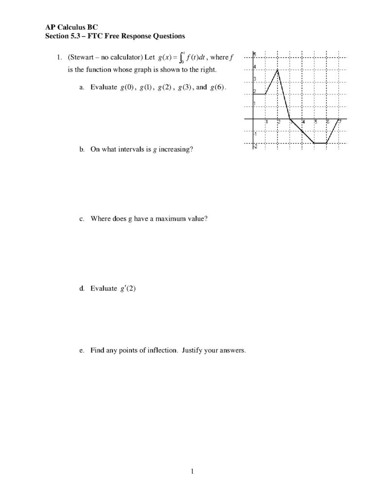 AP Calculus BC Section 5.3 FTC Free Response Questions