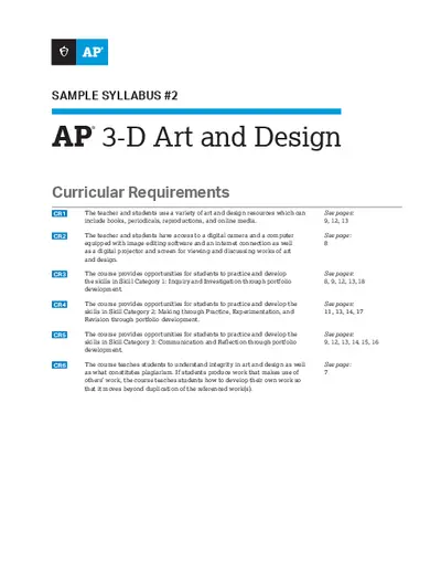 Ap 3d Art And Design Sample Syllabus 2