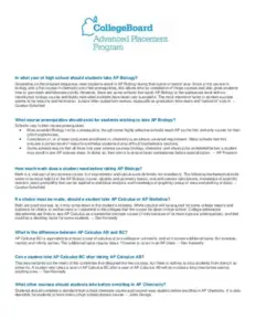 Advanced Placement (AP) Biology FAQs