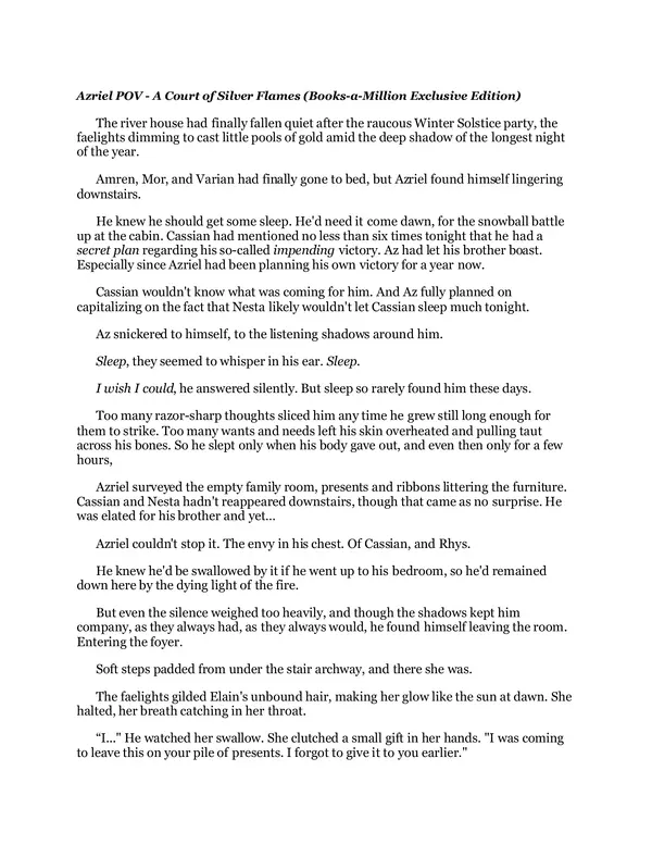 Azriel POV – A Court of Silver Flames (Books-a-Million Exclusive Edition)