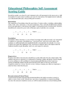 Educational Philosophies Self-Assessment Scoring Guide