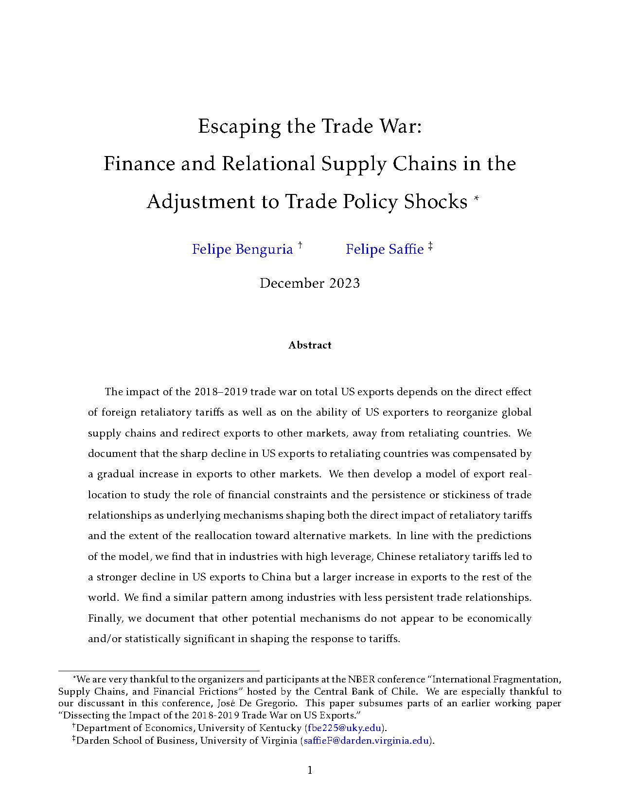 Escaping the Trade War: Finance and Supply Chains 2023