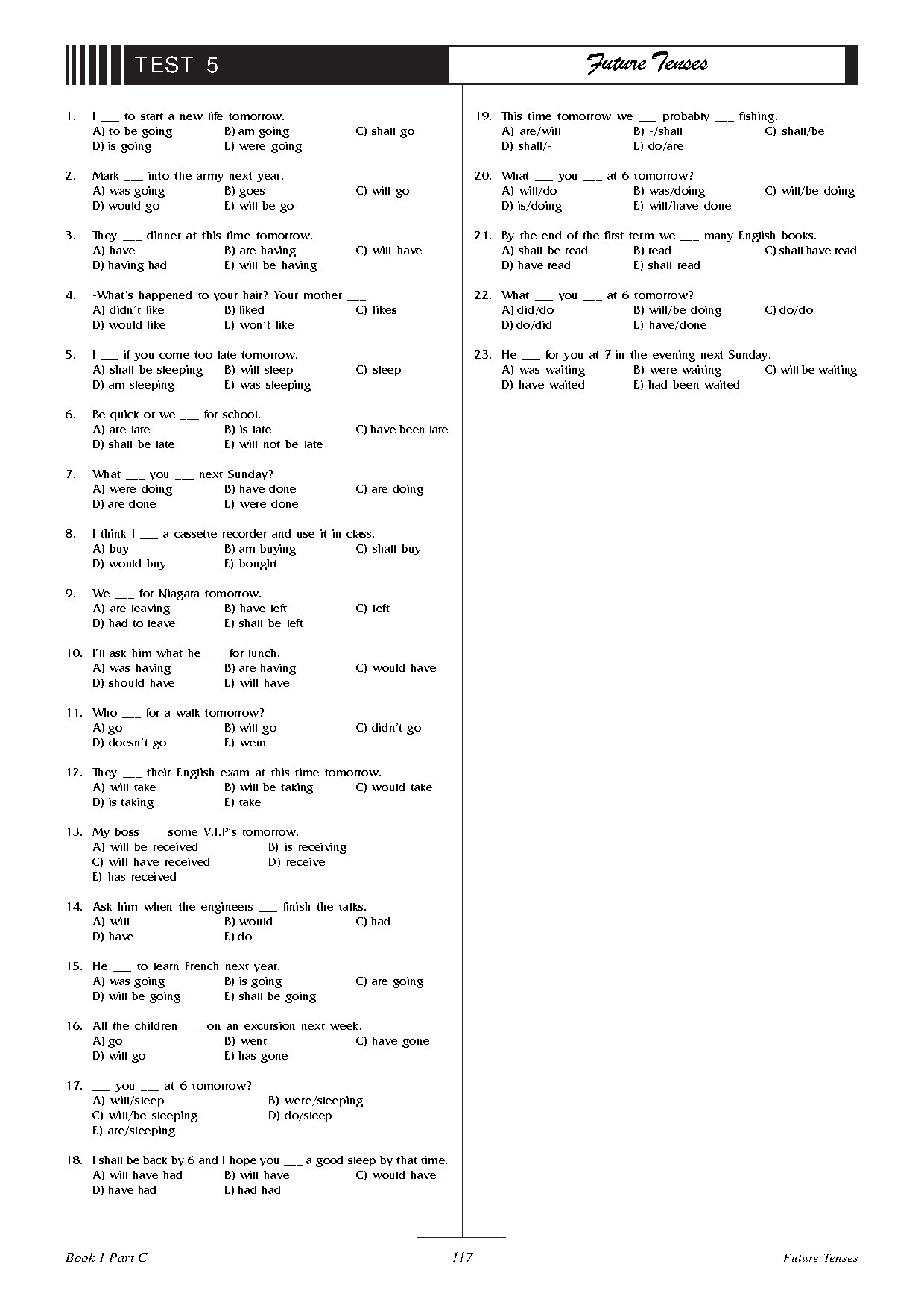 Future Tenses Test with Answers for English Learners