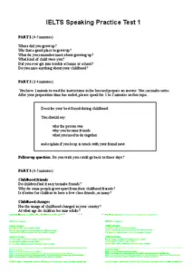 IELTS Speaking Practice Test 1