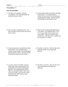 Infinite Algebra 2 Probability Problems Worksheet