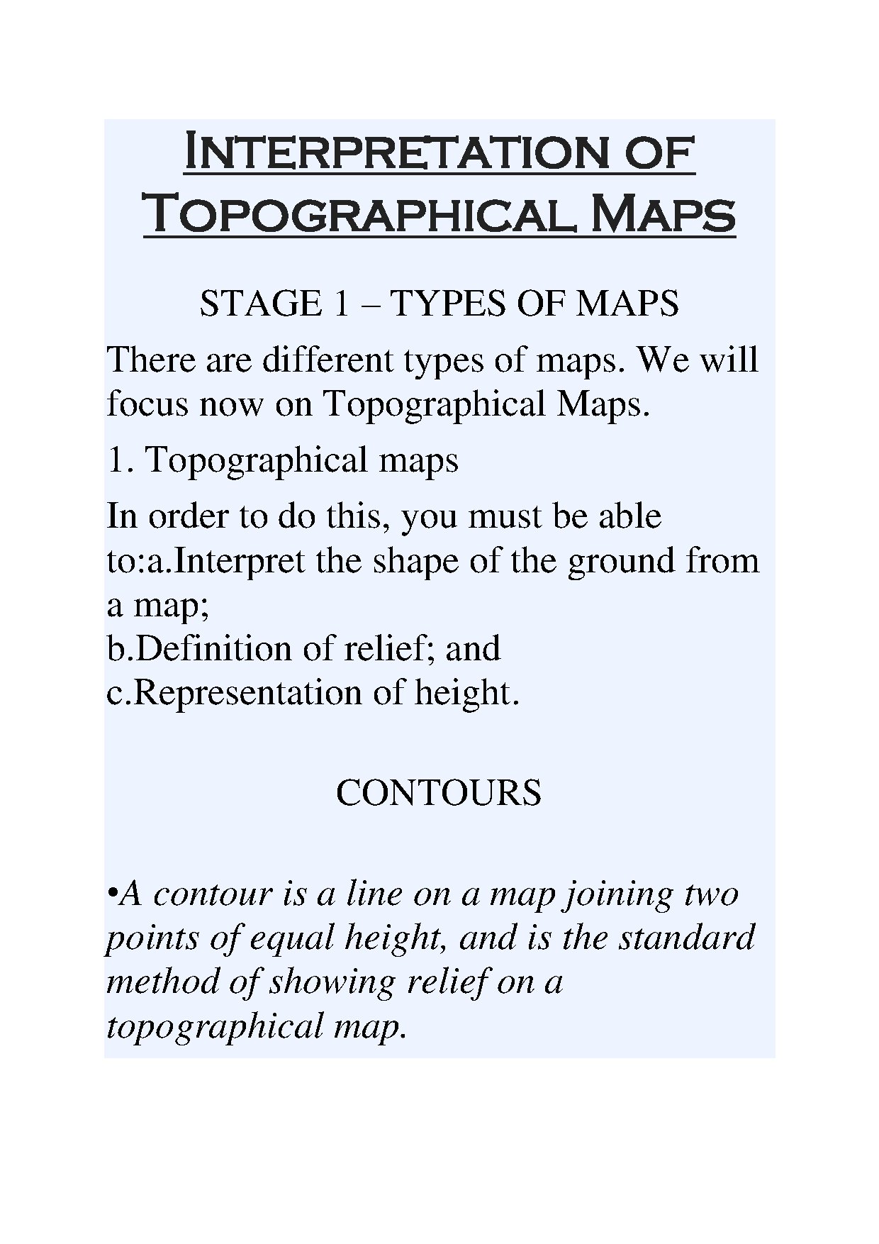 Interpretation of Topographical Maps Guide