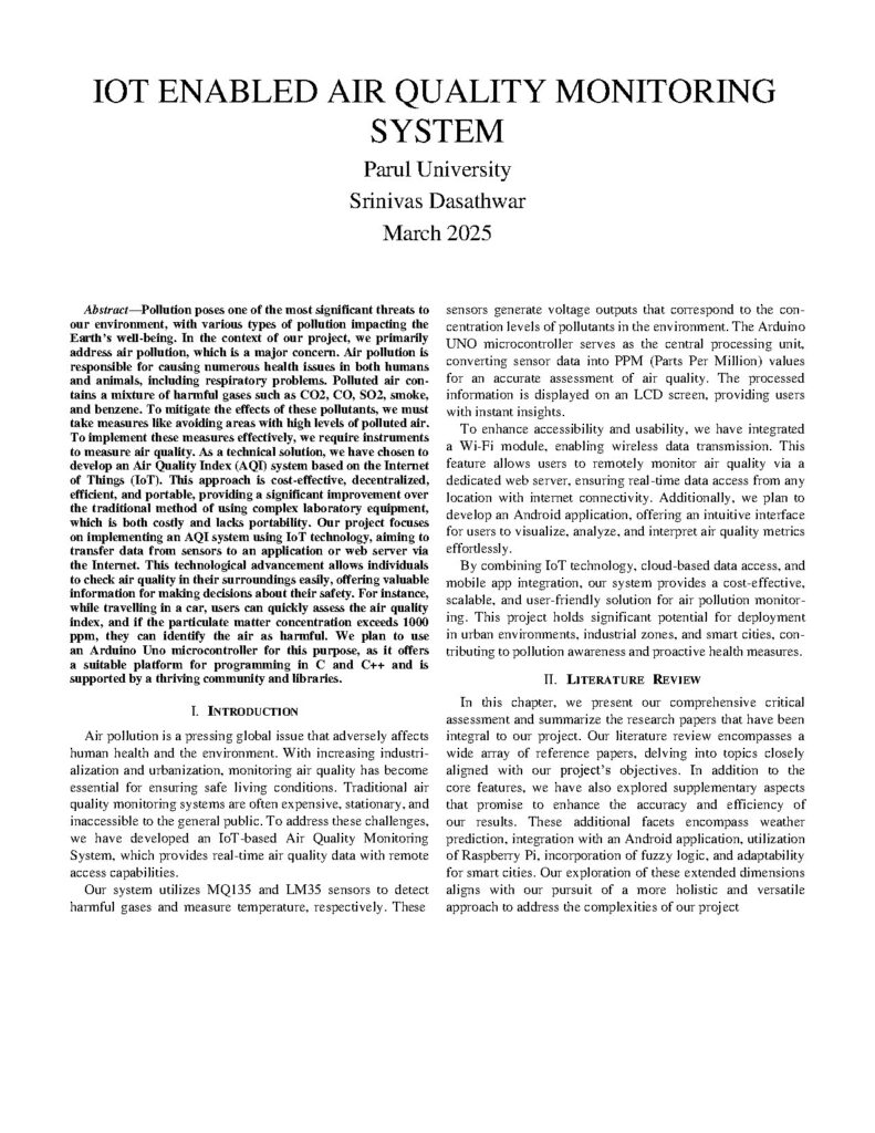 IoT-Based Air Quality Monitoring System Research Paper