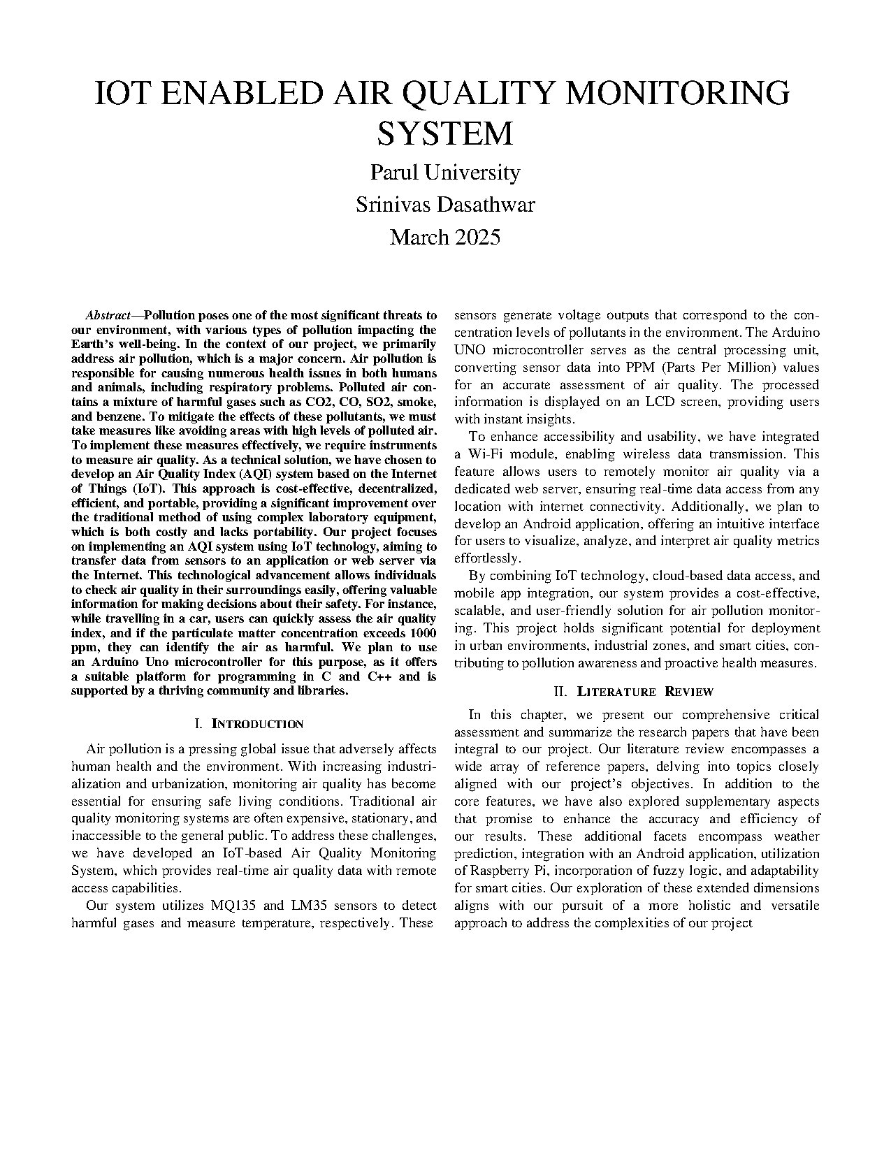 IoT-Based Air Quality Monitoring System Research Paper