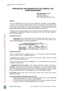 Preparation and Preservation of Compost and Farmyard Manures