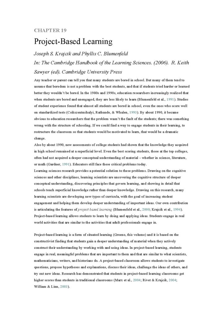 Project-Based Learning Insights by Krajcik & Blumenfeld