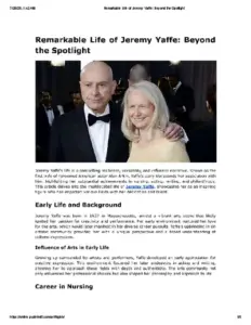 Remarkable Life Of Jeremy Yaffe Beyond The Spotlight