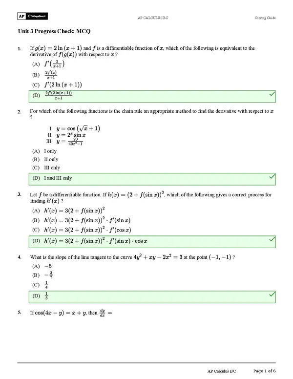 Unit 3 Progress Check: MCQ