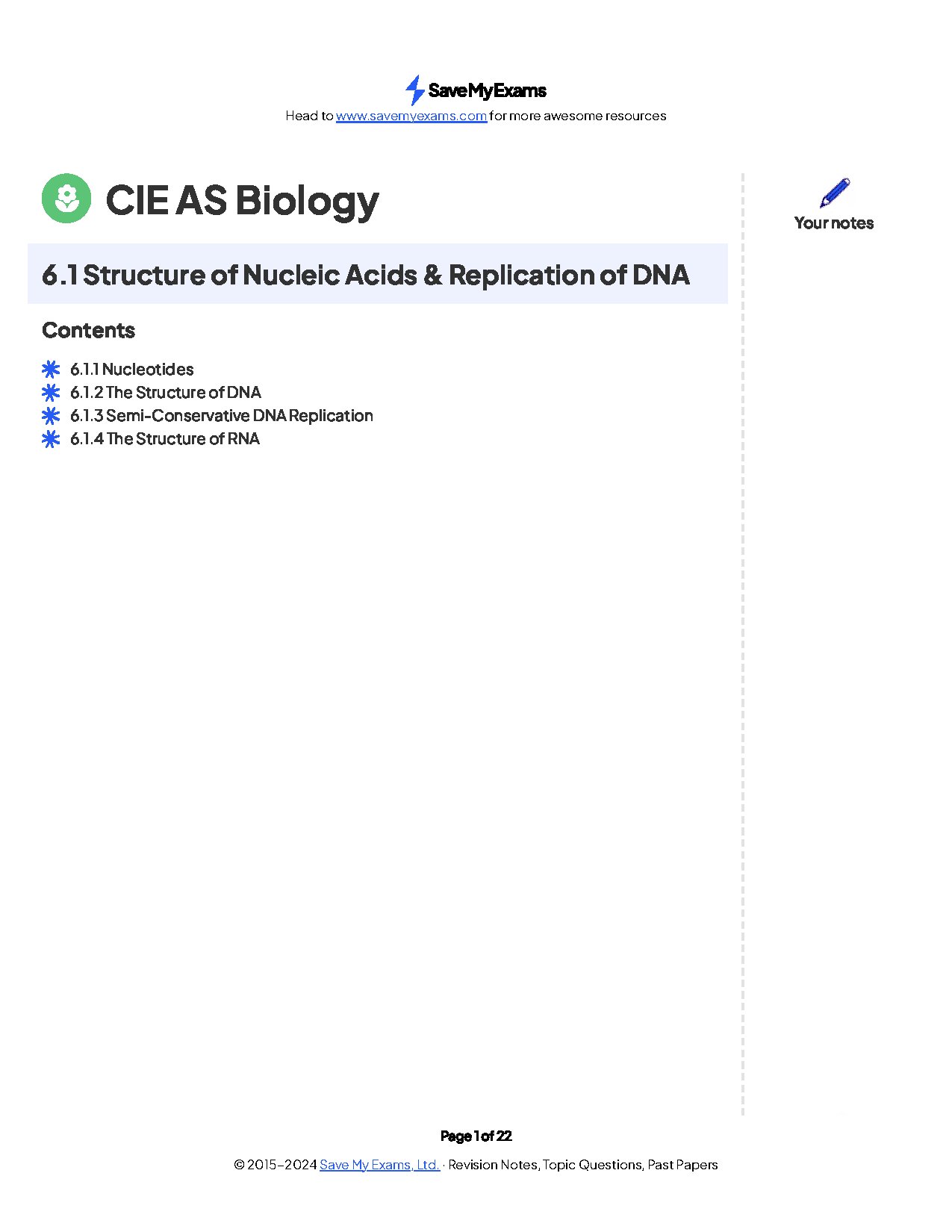 Structure of Nucleic Acids and DNA Replication