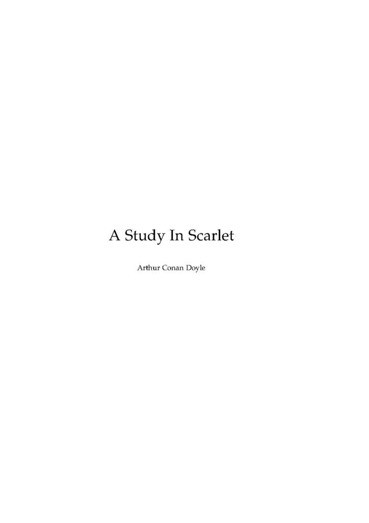 A Study in Scarlet Novel