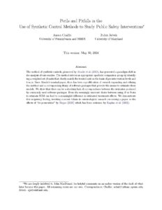 Synthetic Control Methods in Public Safety Research