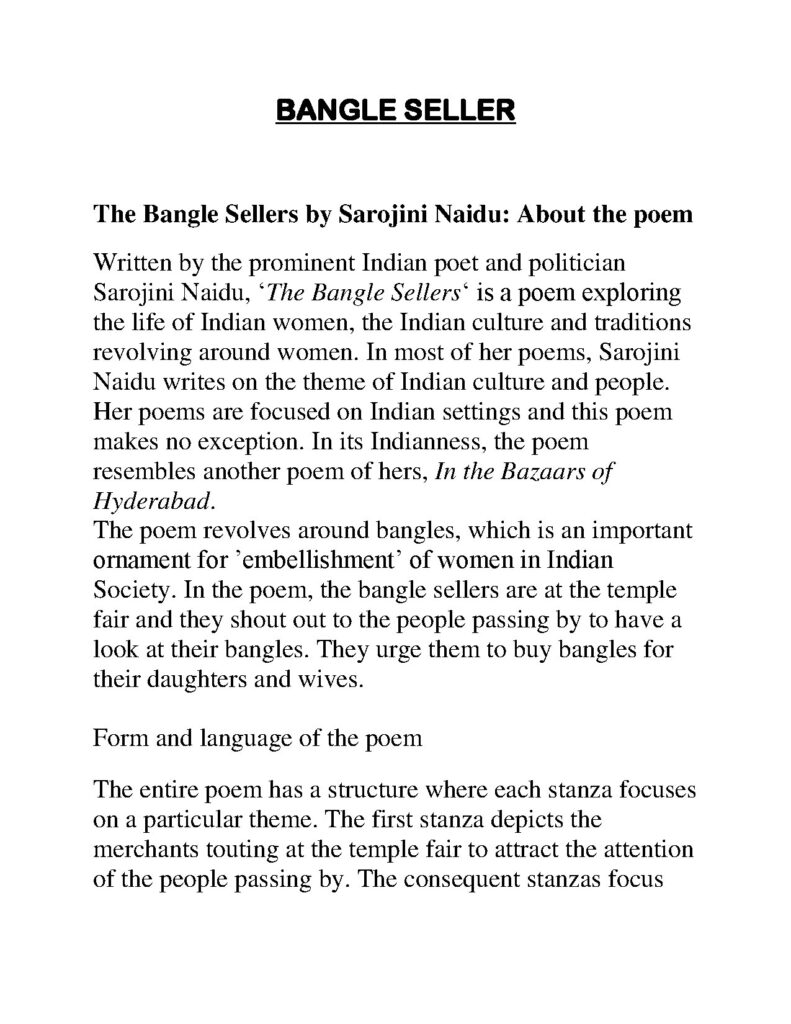 The Bangle Sellers by Sarojini Naidu