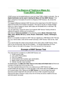 The Basics Of Testing A Mass Air Flow (MAF) Sensor