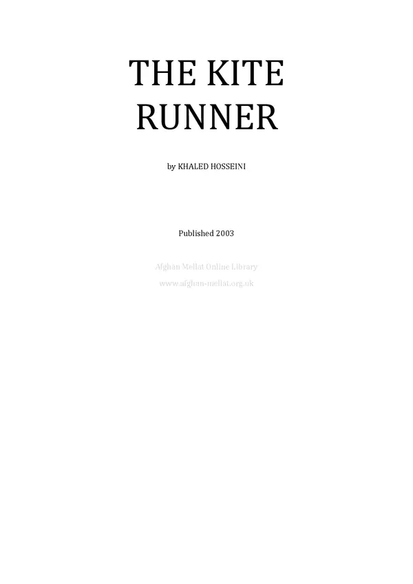 The Kite Runner Novel by Khaled Hosseini