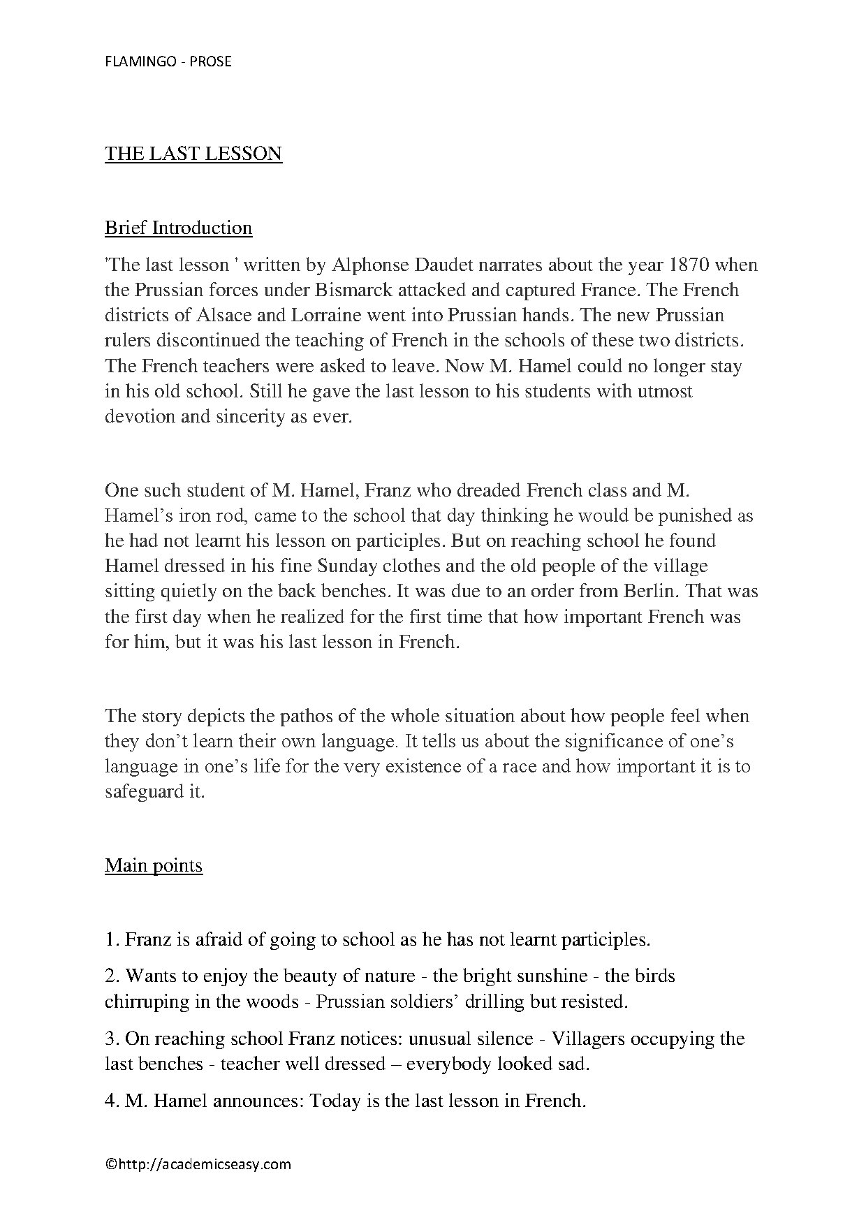 The Last Lesson by Alphonse Daudet