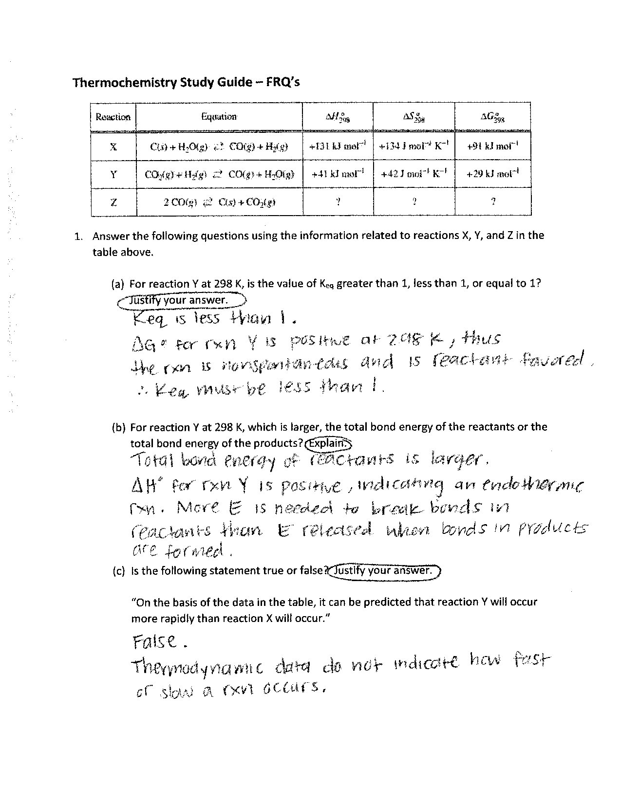 Thermochemistry Study Guide for AP Chemistry