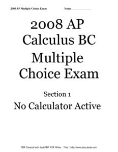 2008 AP Calculus BC Multiple Choice Exam Questions