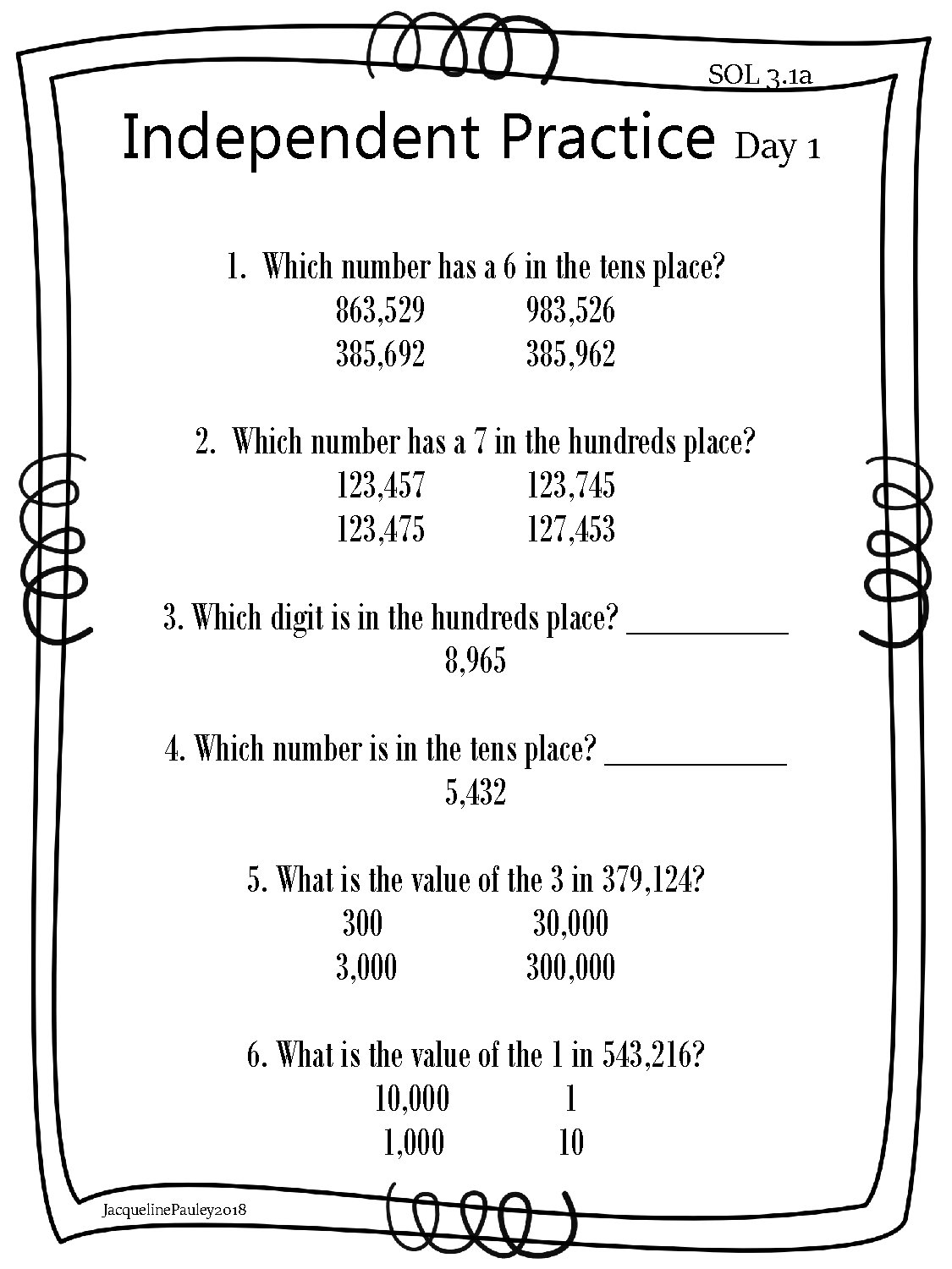 3.1 Independent Practice Answer Key