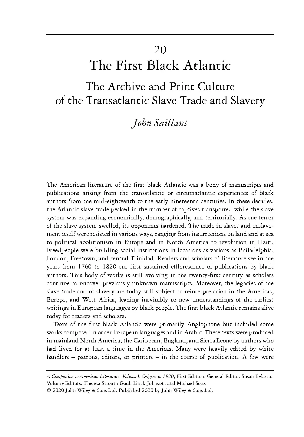 A Companion to American Literature 2020 Wiley