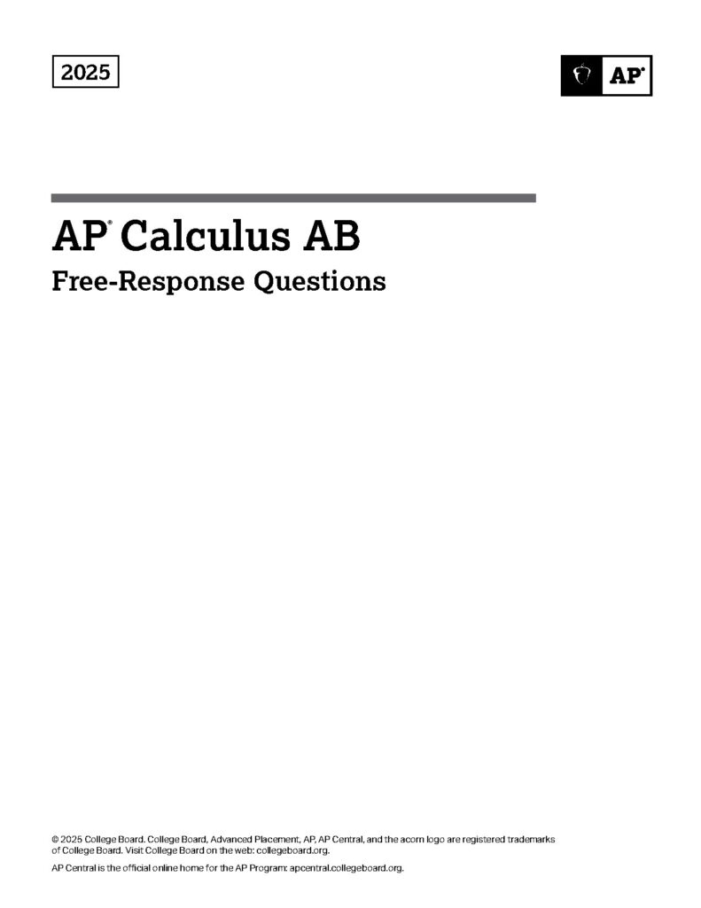 AP Calculus AB 2025 Free-Response Questions