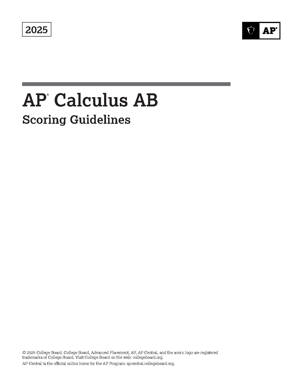 AP Calculus AB Scoring Guidelines 2025 Edition