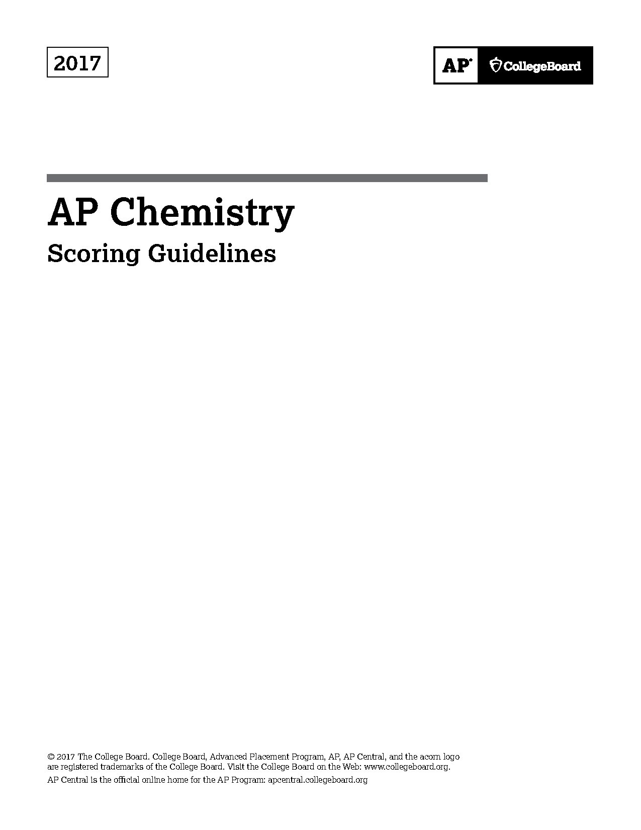 AP Chemistry 2017 Scoring Guidelines