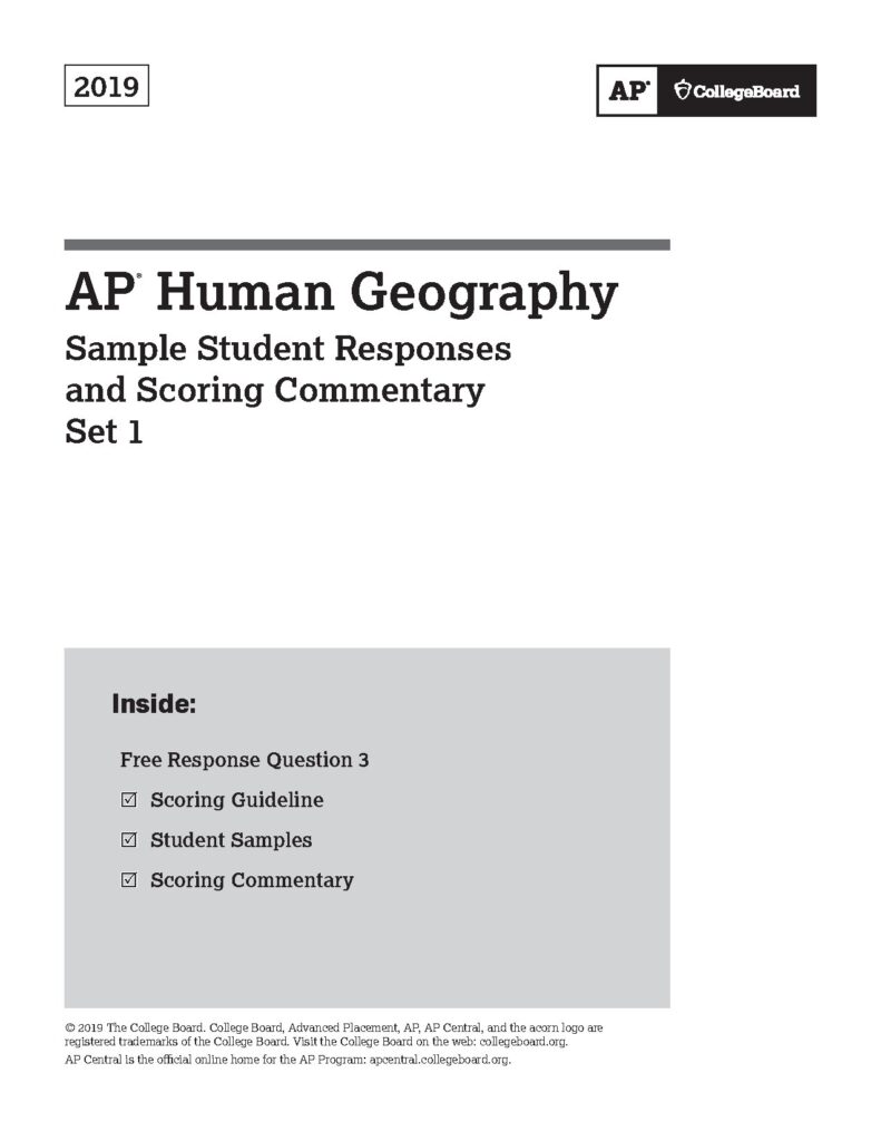 AP Human Geography 2019 Question 3 Sample Responses