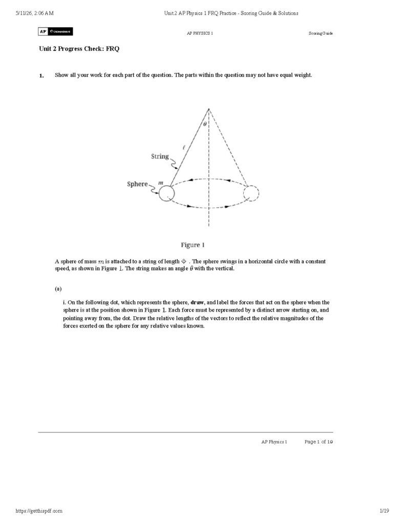AP Physics 1 Unit 2 Progress Check FRQ Solutions