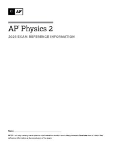 AP Physics 2 Equations Sheet for Exam Preparation