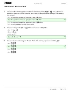 AP Precalculus Unit 1B MCQ Answer Key