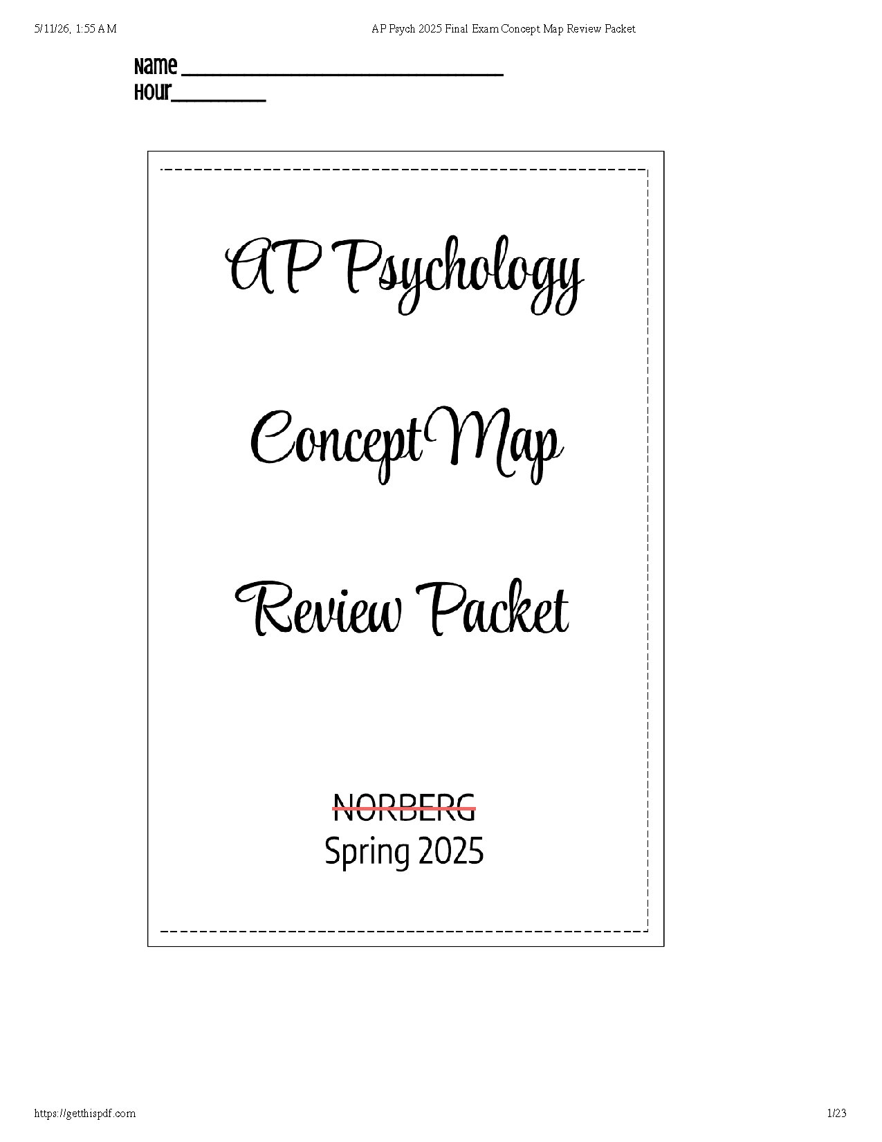 AP Psychology 2025 Final Exam Concept Map Review Packet