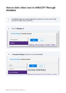 Add a New User to VERACITY Using ModMed