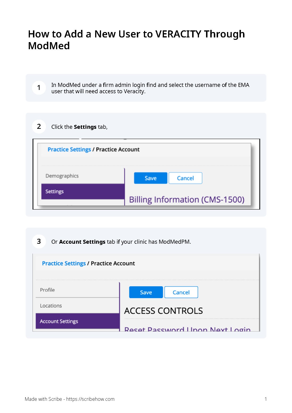 Add a New User to VERACITY Using ModMed