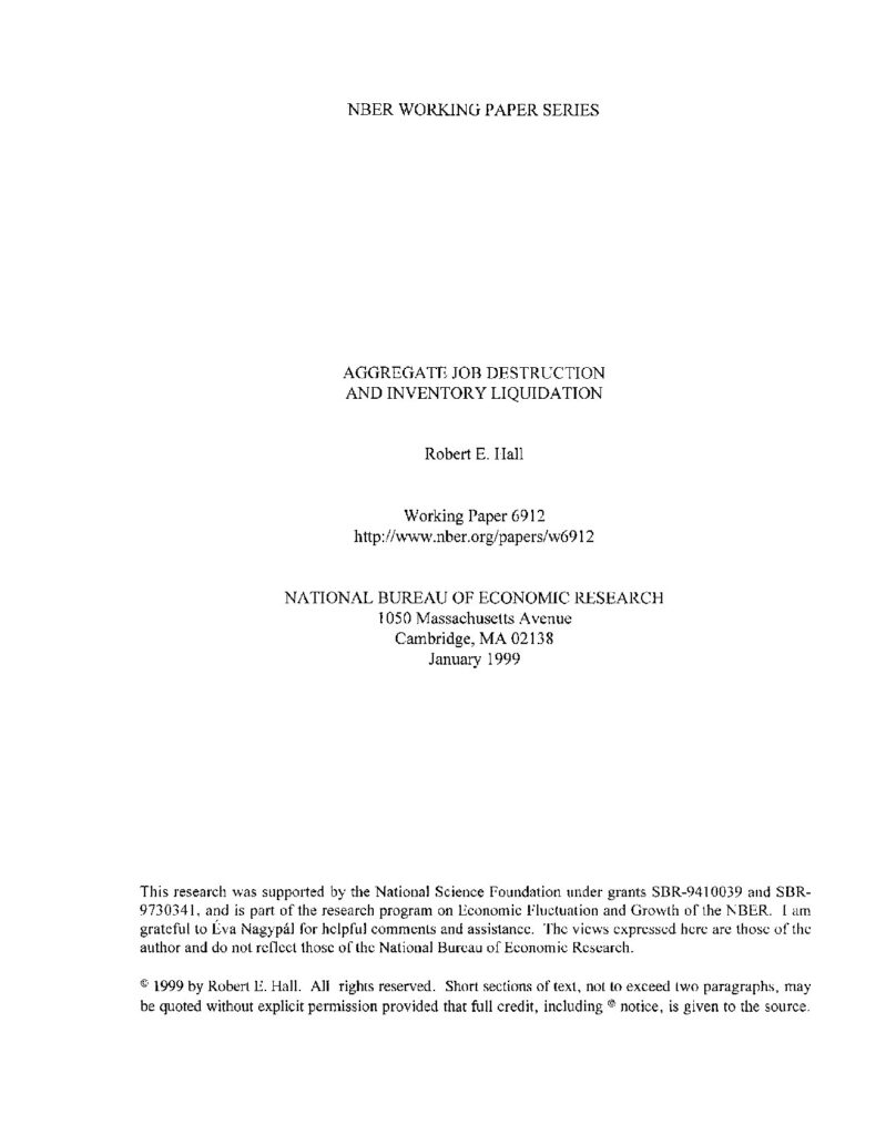 Aggregate Job Destruction and Inventory Liquidation by Robert E. Hall