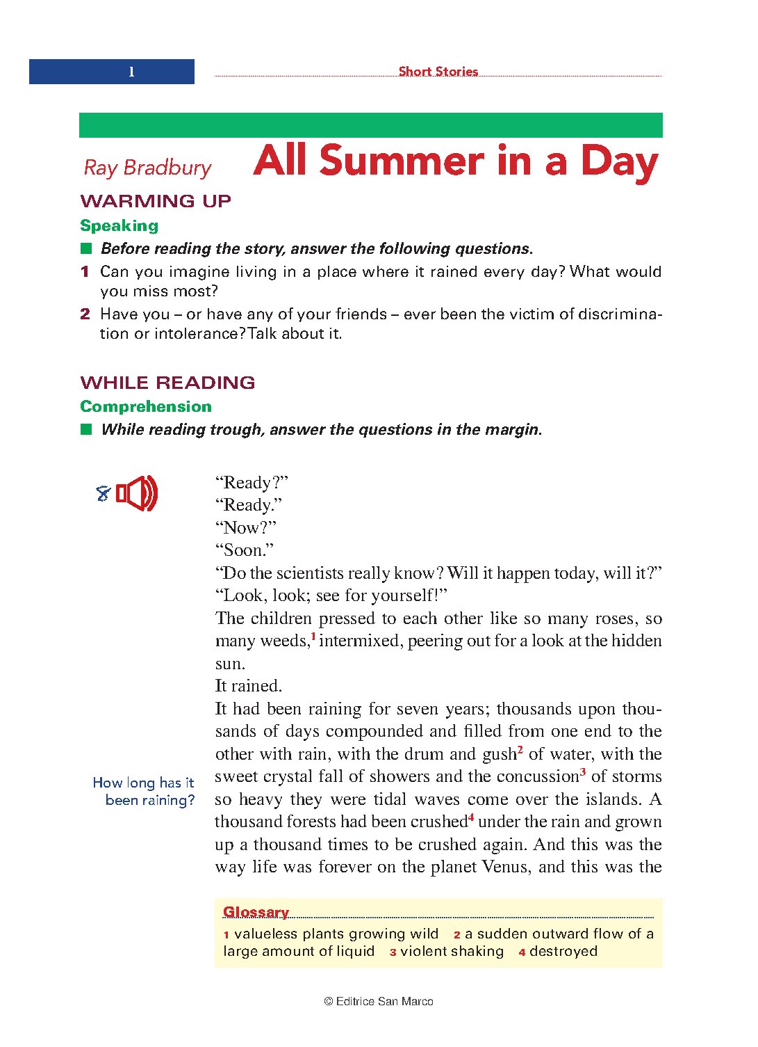 All Summer in a Day by Ray Bradbury Study Guide