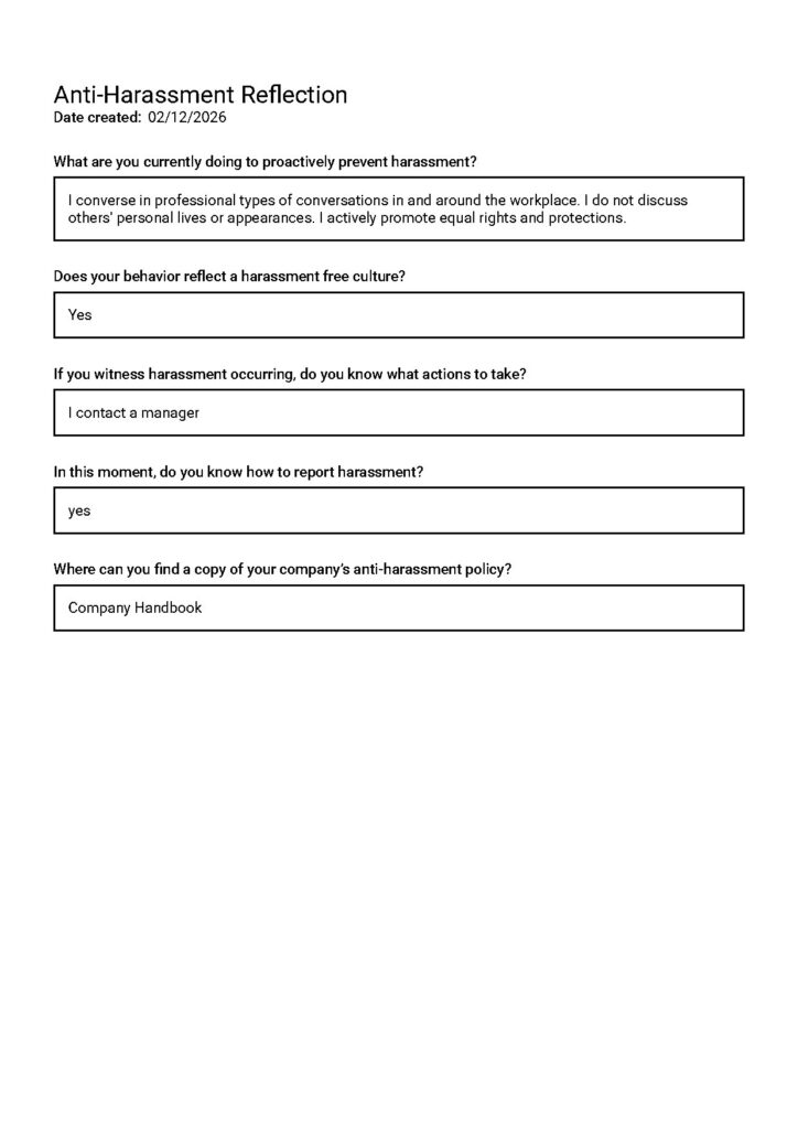 Anti-Harassment Reflection and Reporting Guidelines