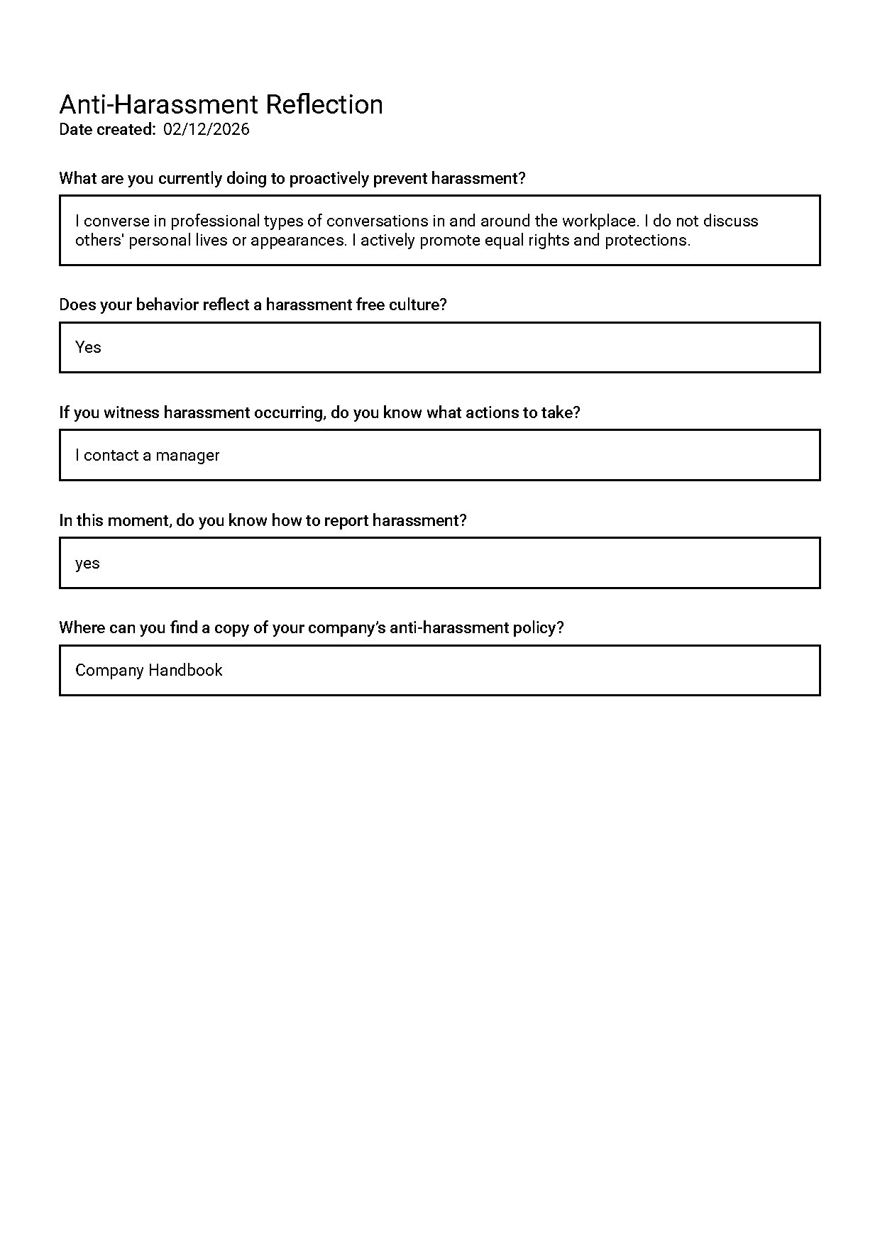 Anti-Harassment Reflection and Reporting Guidelines